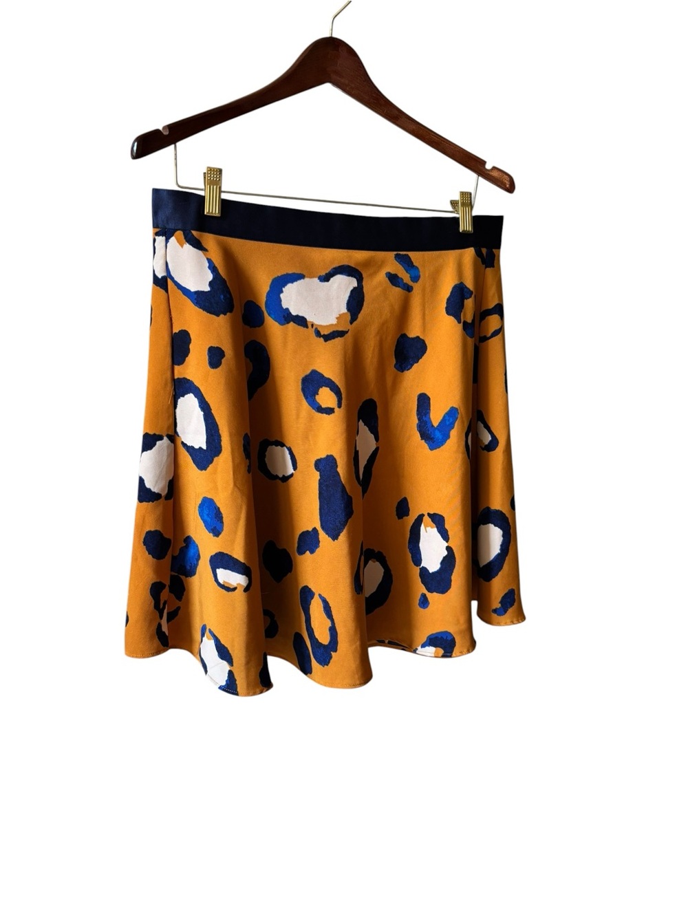 Mustard Animal-Print Circle Skirt with Navy Waistband Phillip Lim